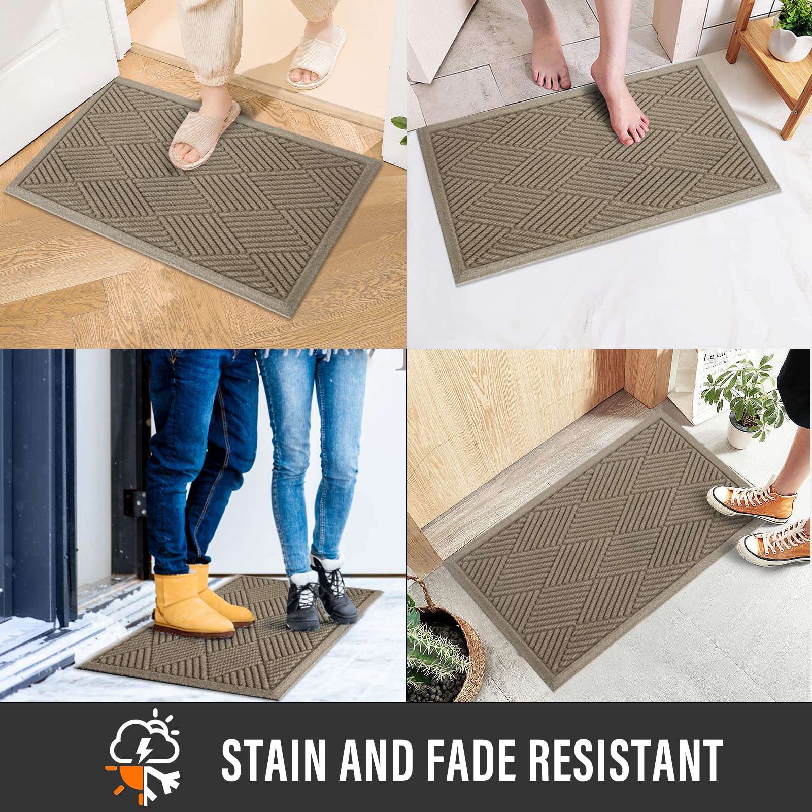 HIYARD front door mat low-profile 0.3 inches clears doors smoothly.