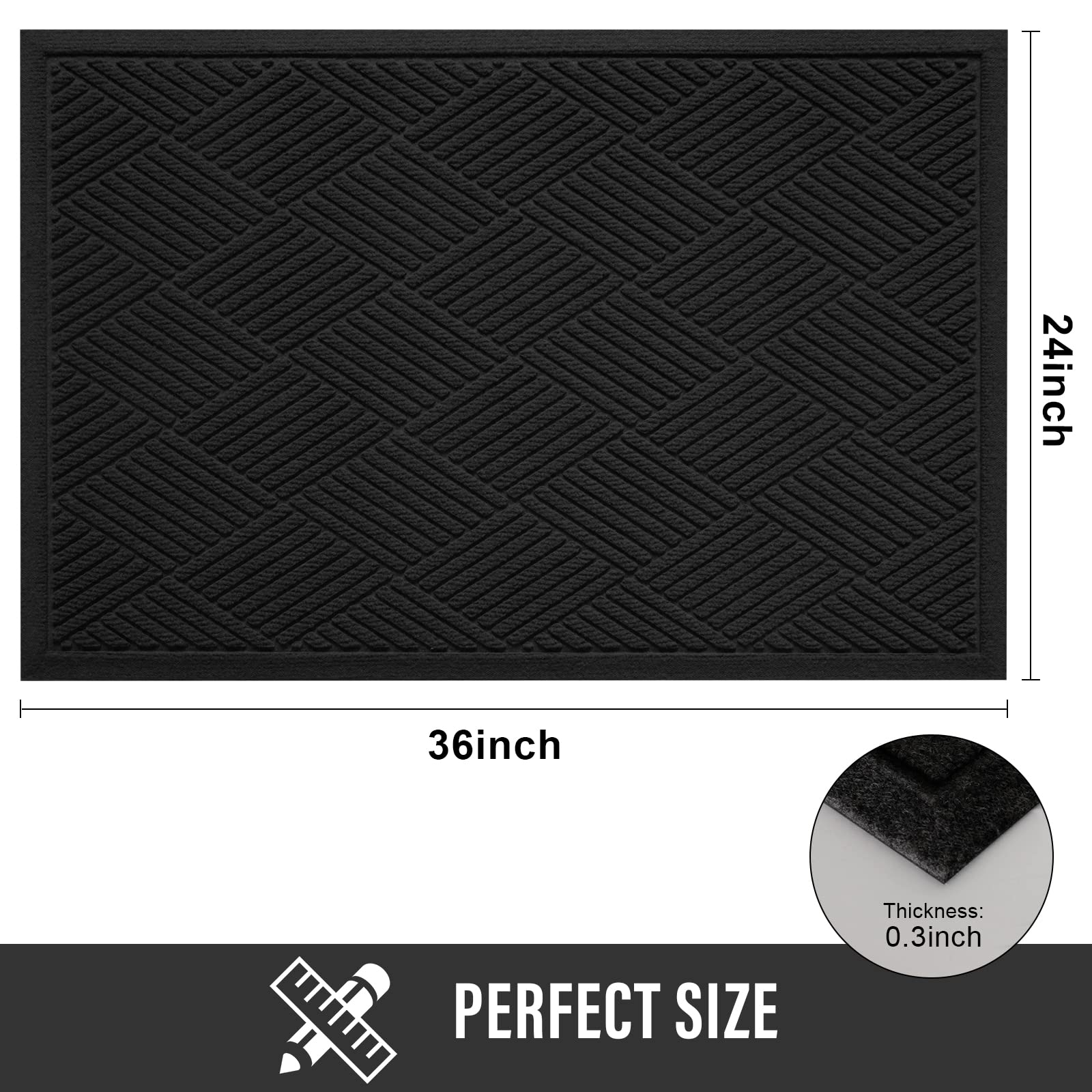 HIYARD mat features non-slip backing for safe use on various floors.