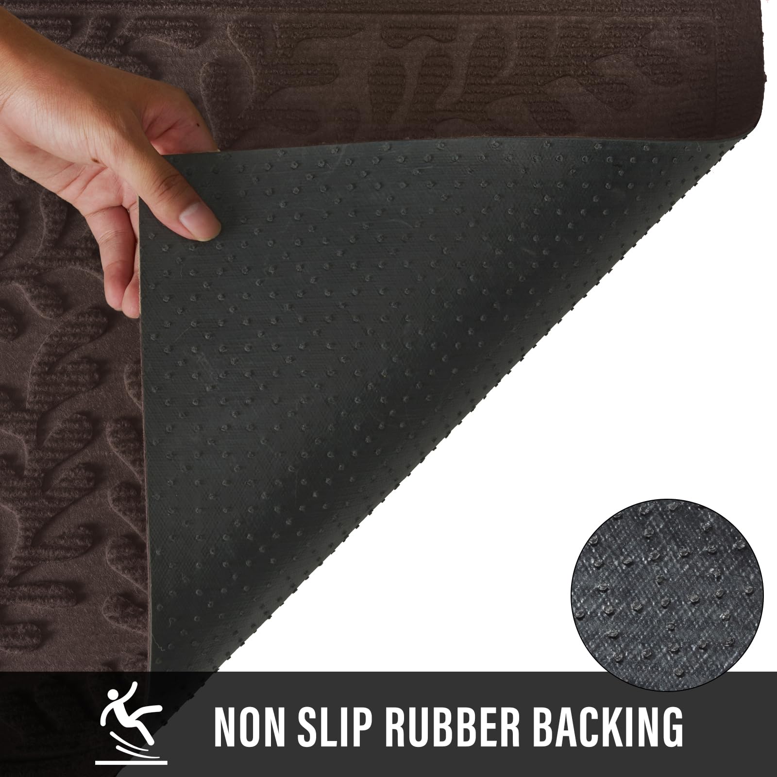 HIYARD mat features non-slip backing to protect indoor floors.