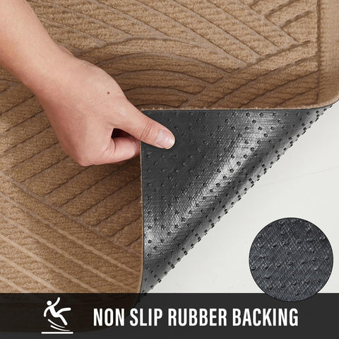 HIYARD front door mat non-slip rubber backing protects floors from moisture.
