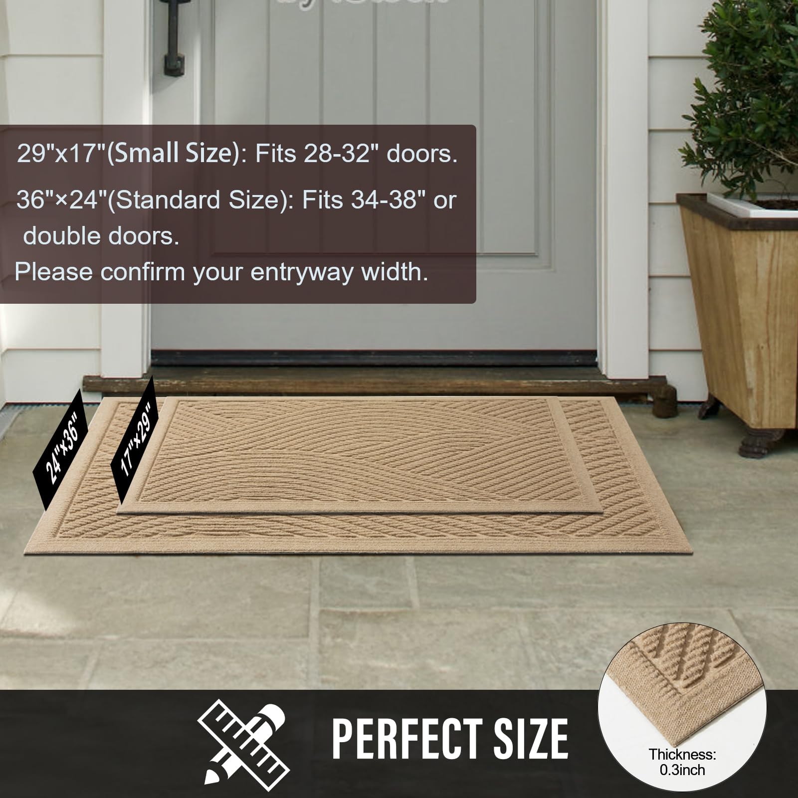 HIYARD non-slip rubber backing prevents slips on entryways and protects floors.