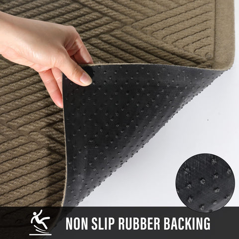 HIYARD non-slip rubber backing keeps the mat in place on hard floors.