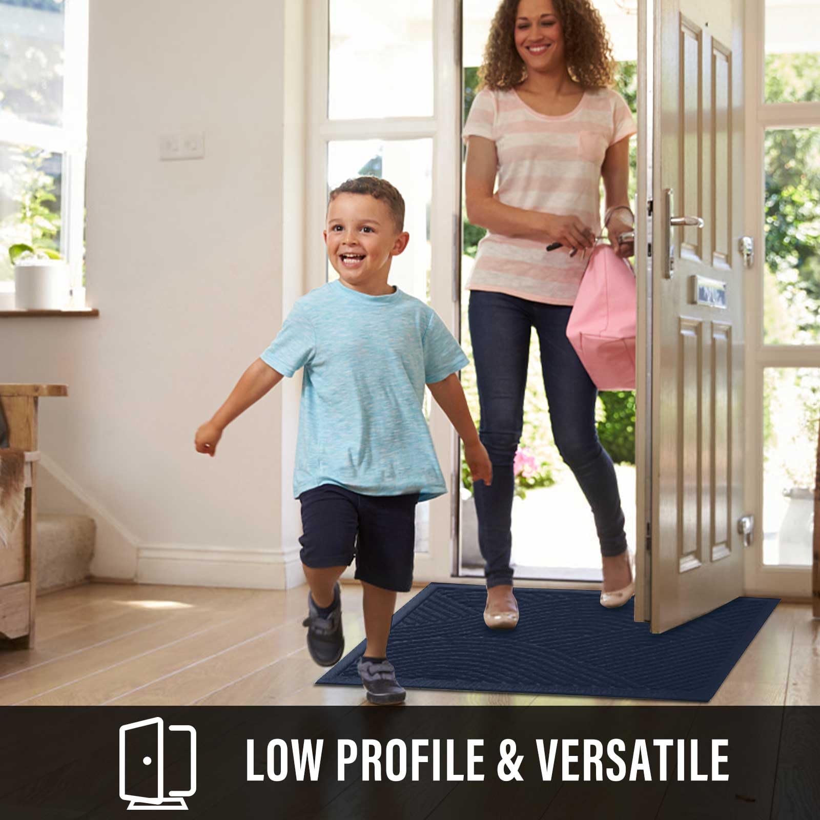 HIYARD Sturdy Front Door Mat doorway setup showing entryway fit