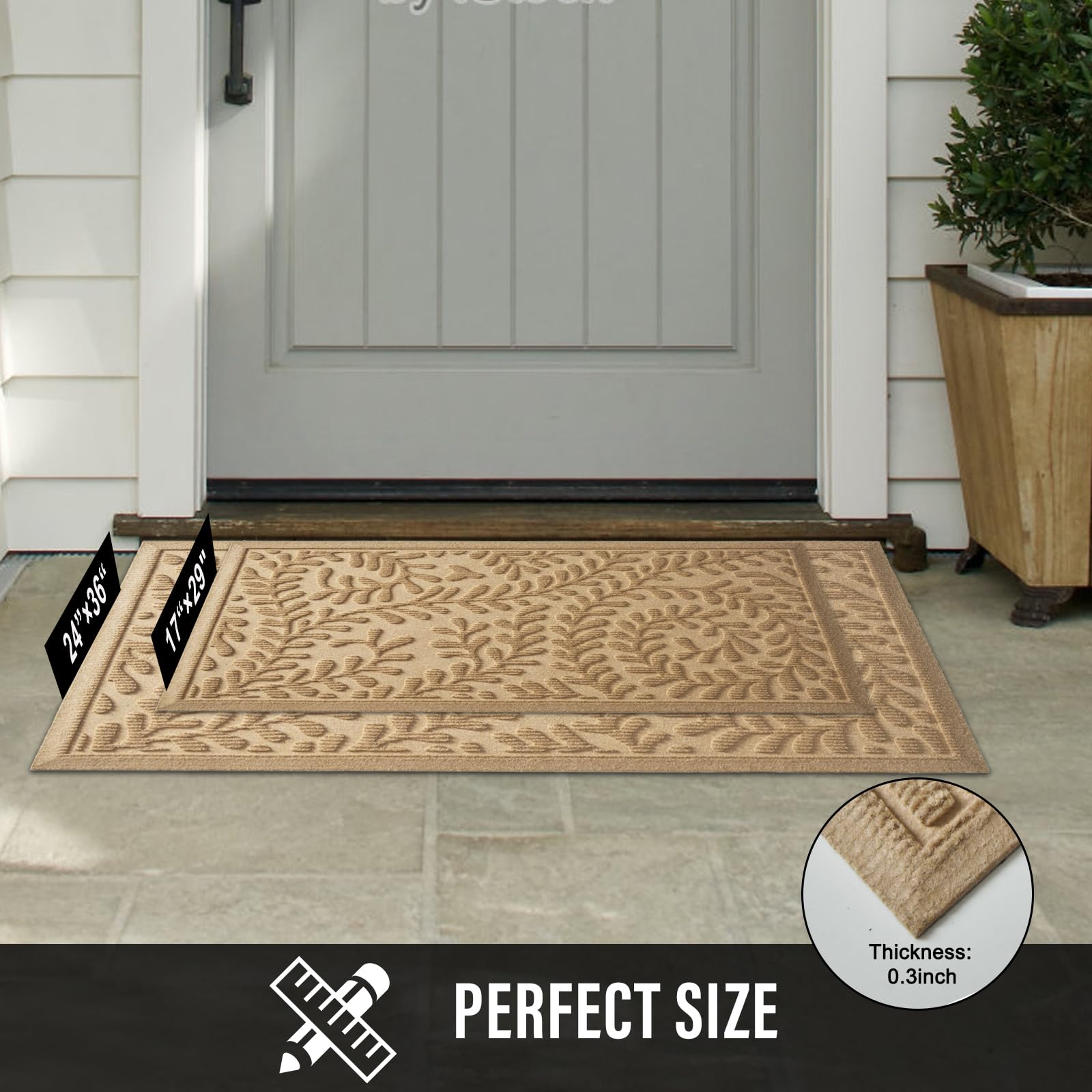 HIYARD weather-resistant mat stays sturdy through rain and sun, maintaining color and texture.