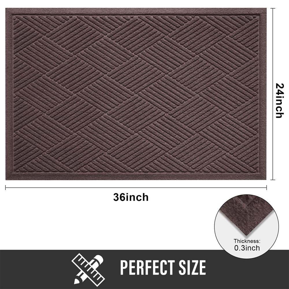 HIYARD welcome mat features deep grooves to trap water and debris