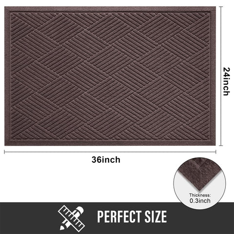 HIYARD welcome mat features deep grooves to trap water and debris