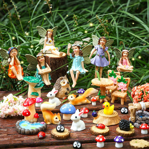 HIYZI animal figures like rabbits and ducks bring life to potted plants.