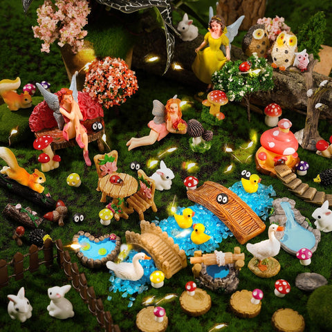 HIYZI fairy garden kit: elves figurines for imaginative play.