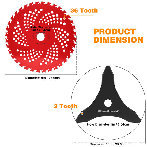 Close-up of HK 9x36 carbide tip blade showing sharp teeth for tough vegetation.