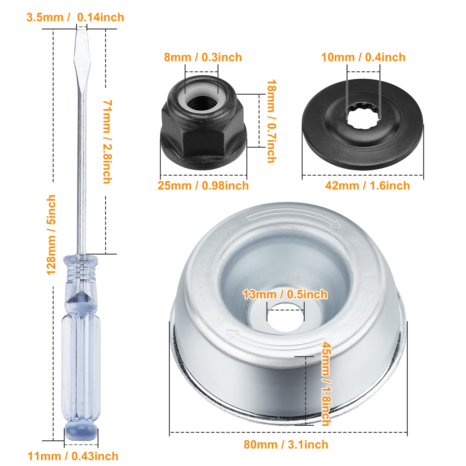 Front view of HK brush cutter blade kit in packaging context.