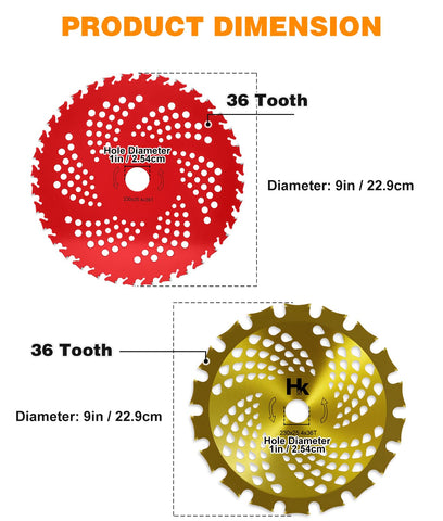 HK carbide tipped blades 9in 20t side view for thick weeds