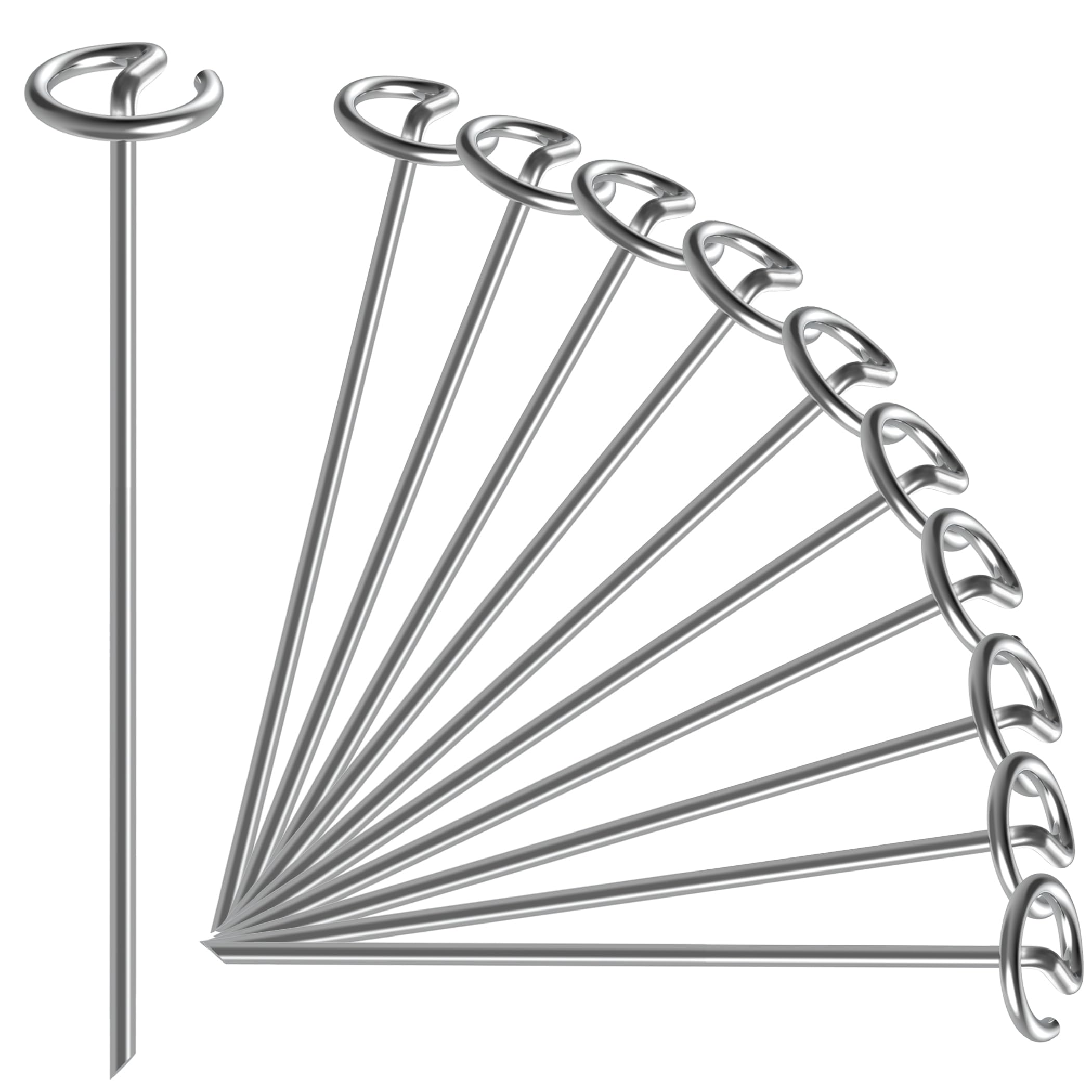 HKKZYT 12-inch 8ga circle-top staple for durable ground anchoring in gardens.