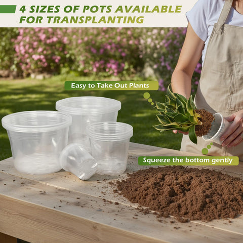 HKKZYT clear nursery pot 4-inch with drainage holes for small plants