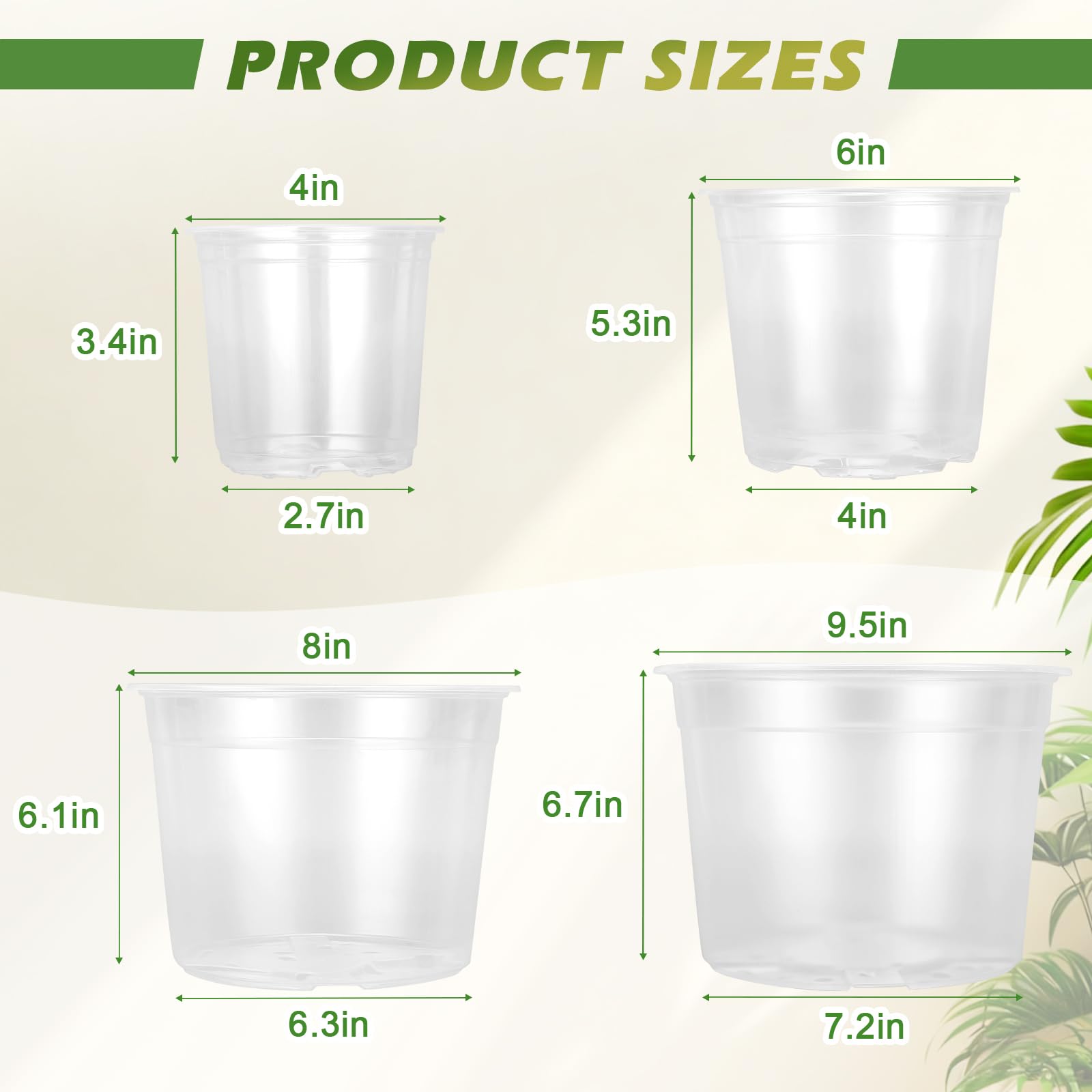 HKKZYT clear nursery pot 6-inch with drainage holes for proper aeration