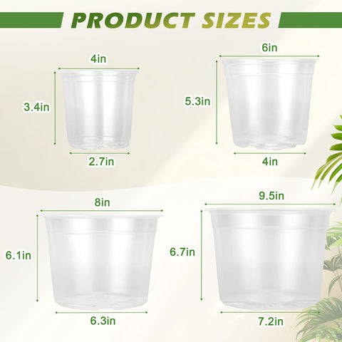 HKKZYT clear nursery pot 6-inch with drainage holes for proper aeration