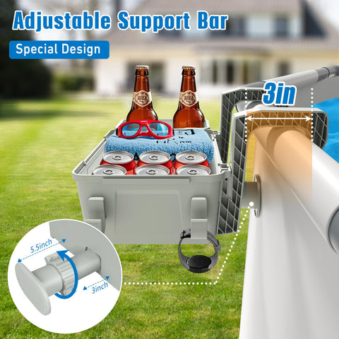 HKQ support bar strengthens basket grip on pool wall.