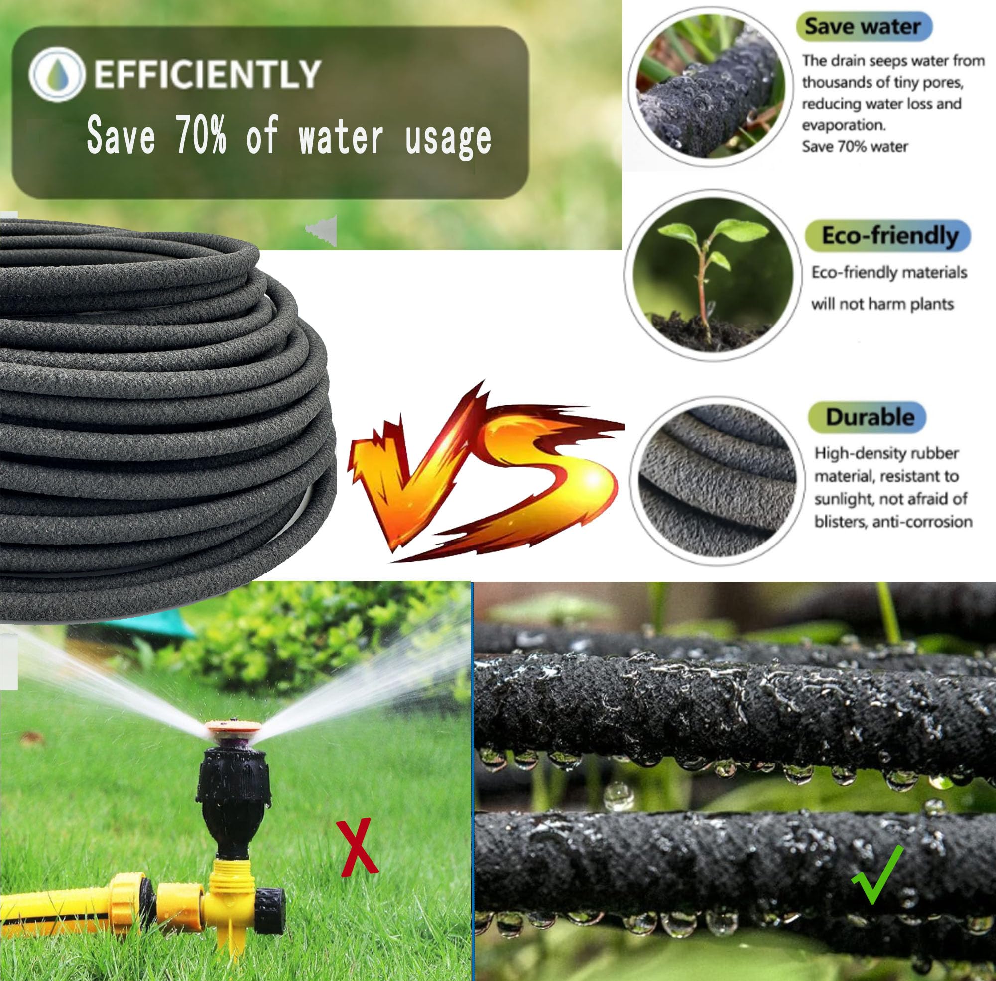Hkvoxim hose with 3/4-inch threaded connector provides leak-free hose connections.