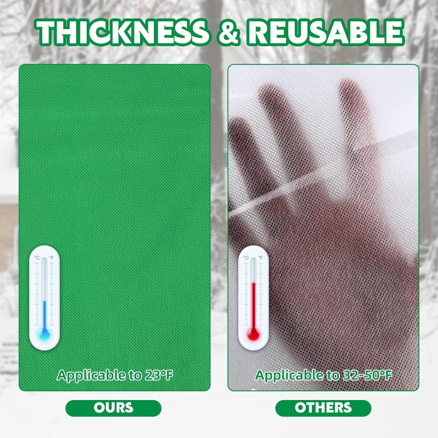 Hkvoxim winter protection cloth guards flowers, vegetables, and fruits from cold exposure.