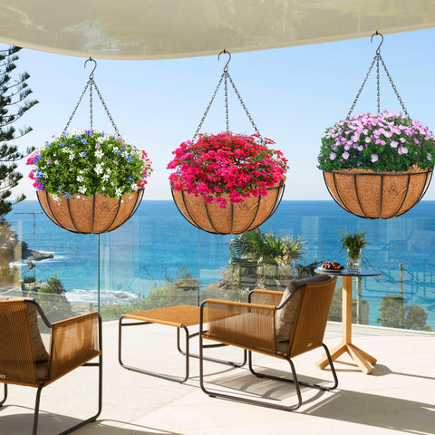 HKZ 14-inch metal planter kit, easy assembly and hanging.