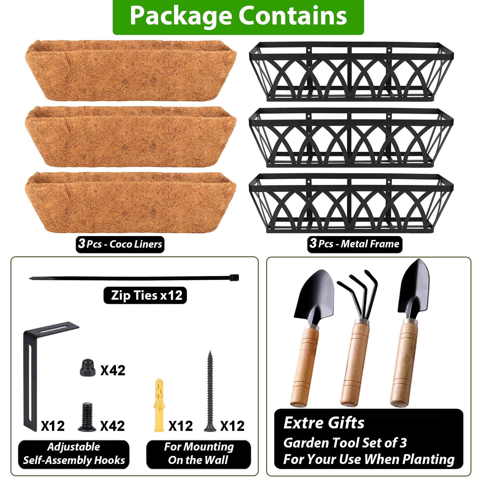 HKZ Heavy-duty steel planter with black coating resists rust for year-round use.
