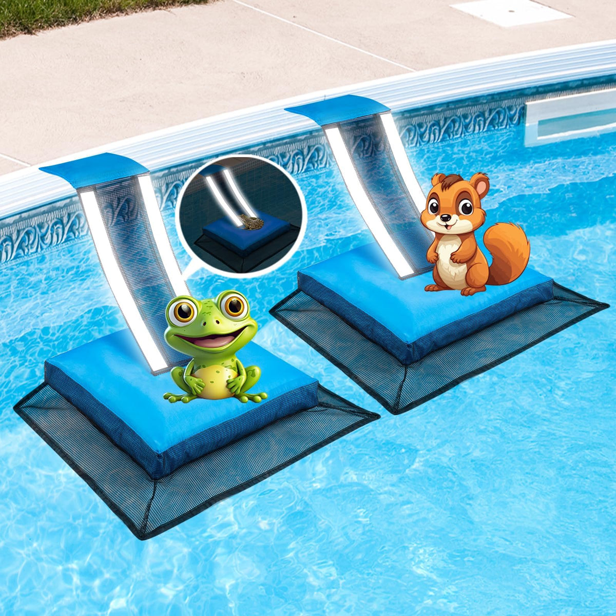 HKZ pool critters escape ramp blue 2-pack guiding small animals to safety