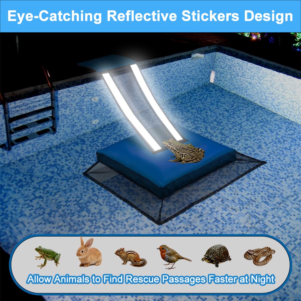 HKZ Pool Critters Escape Ramp with reflective strips improves night visibility for wildlife