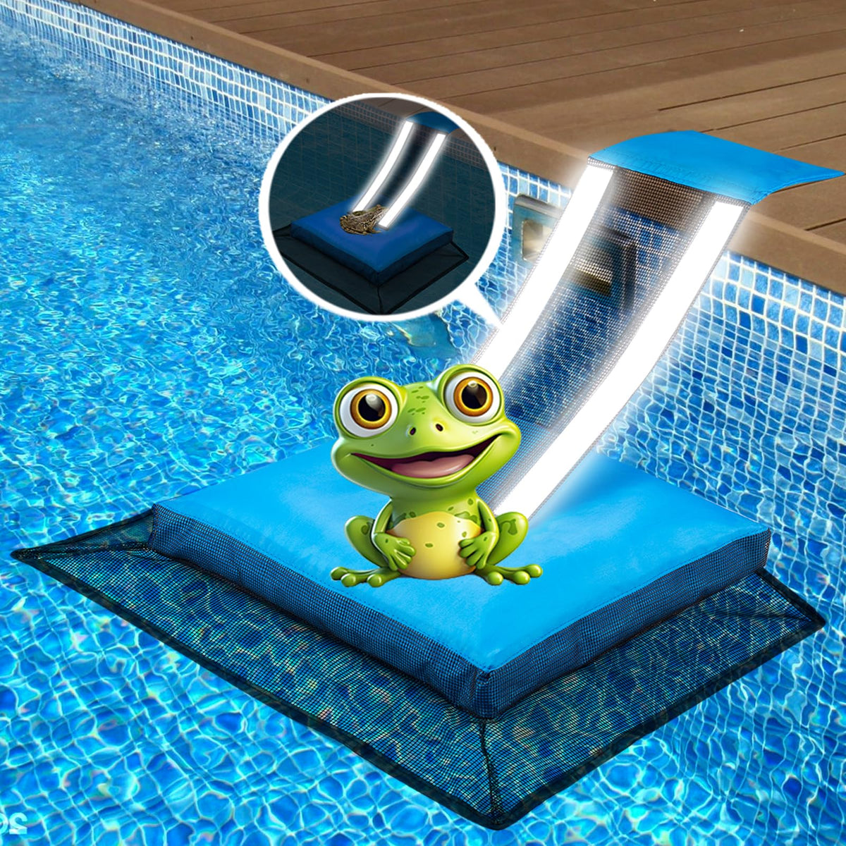 HKZ Pool Frog Escape Ramp side view shows a safe exit path for small pool creatures