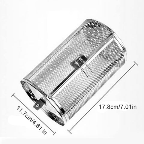 HKZTUY Rotisserie Basket movable door prevents spills during spinning.