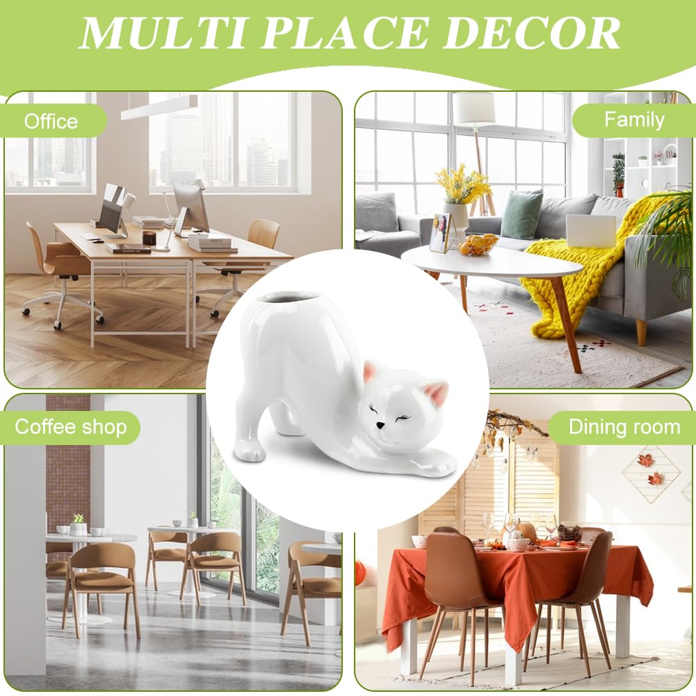 HKZTUY tailless cat planter adds cat-inspired decor to any room.