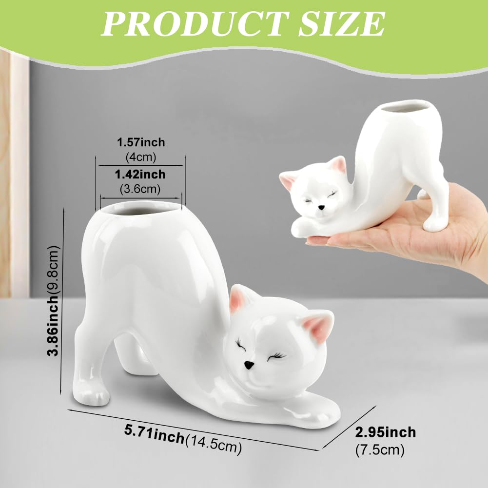 HKZTUY tailless cat planter close-up shows tail-free opening for tiny plants.