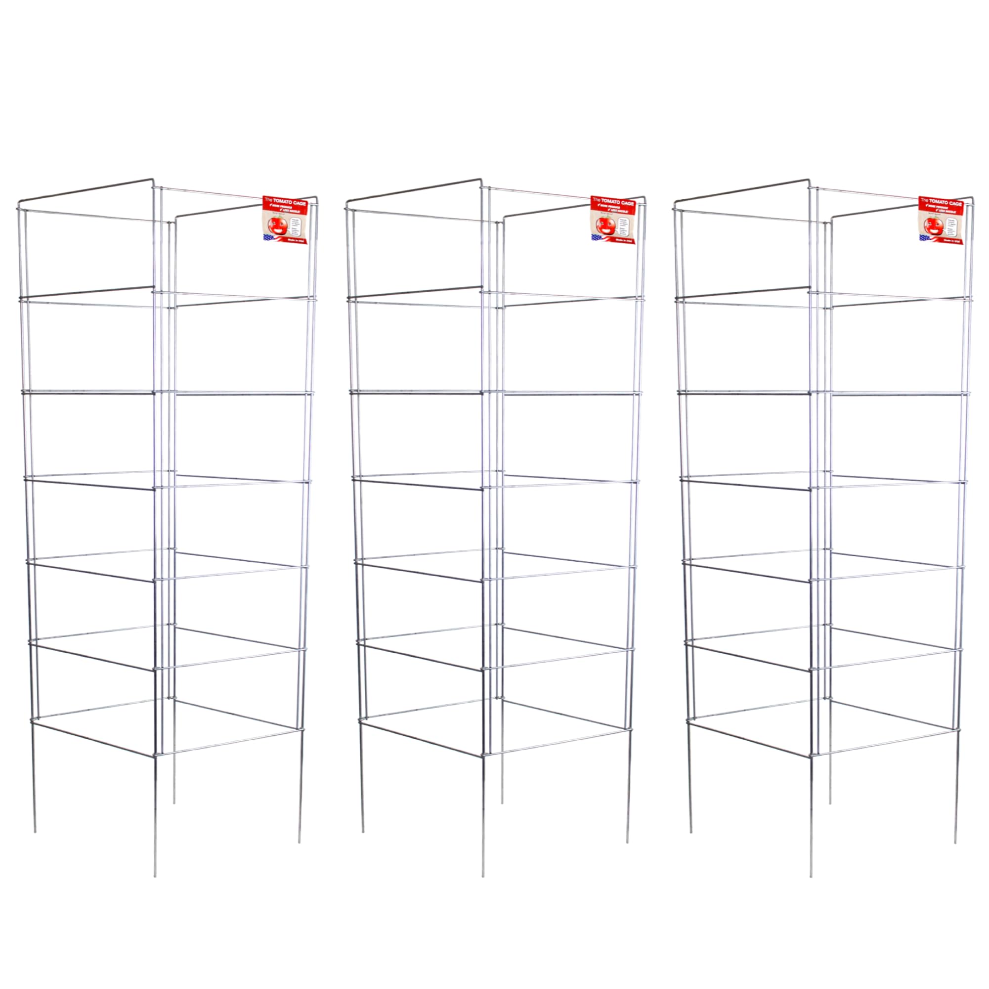 H&L Group Cedar Ridge square foldable tomato cages with a sturdy frame.