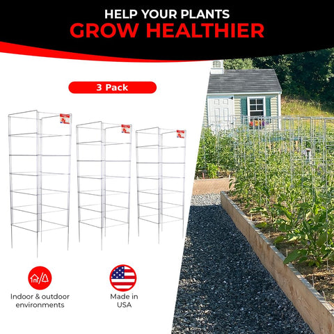 Versatile Cedar Ridge support for tomatoes, beans, and cucumbers in garden.
