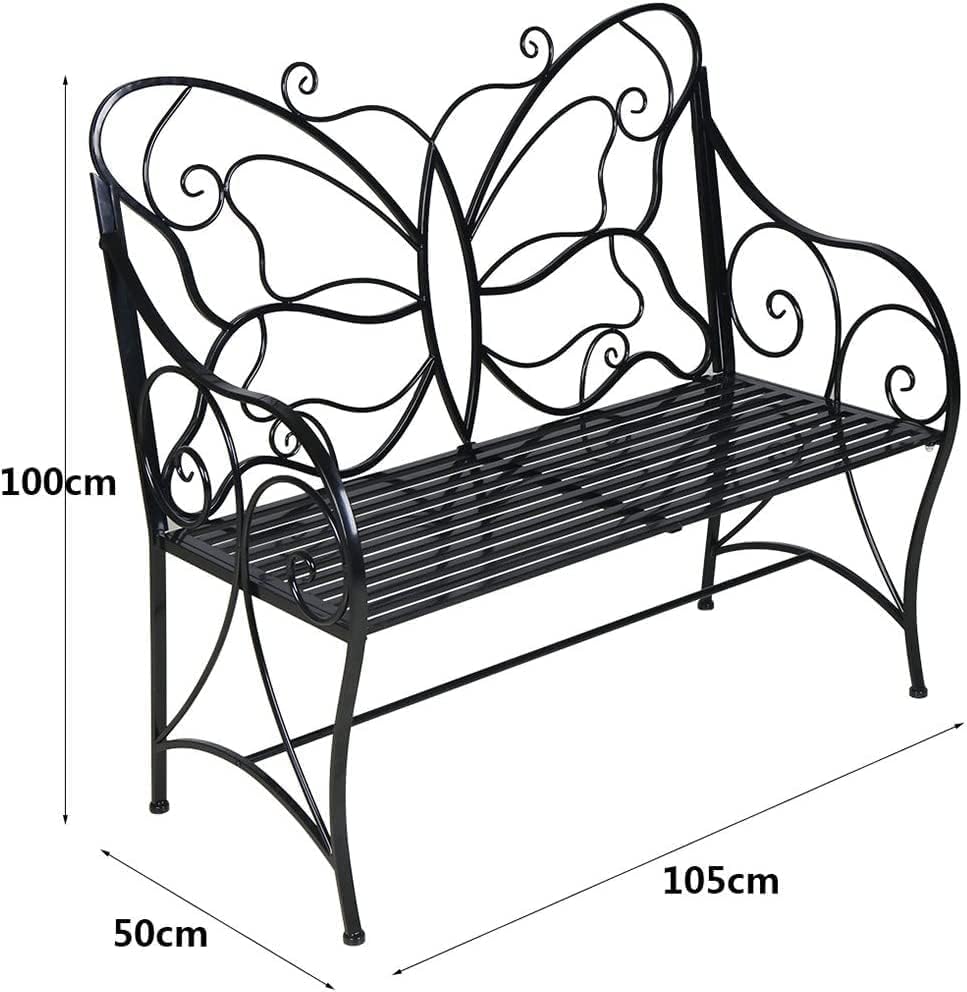 HLC cast-iron armrests on the bench shown from the side angle.