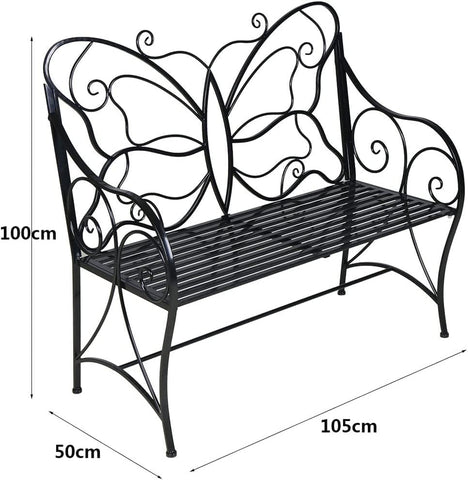 HLC cast-iron armrests on the bench shown from the side angle.