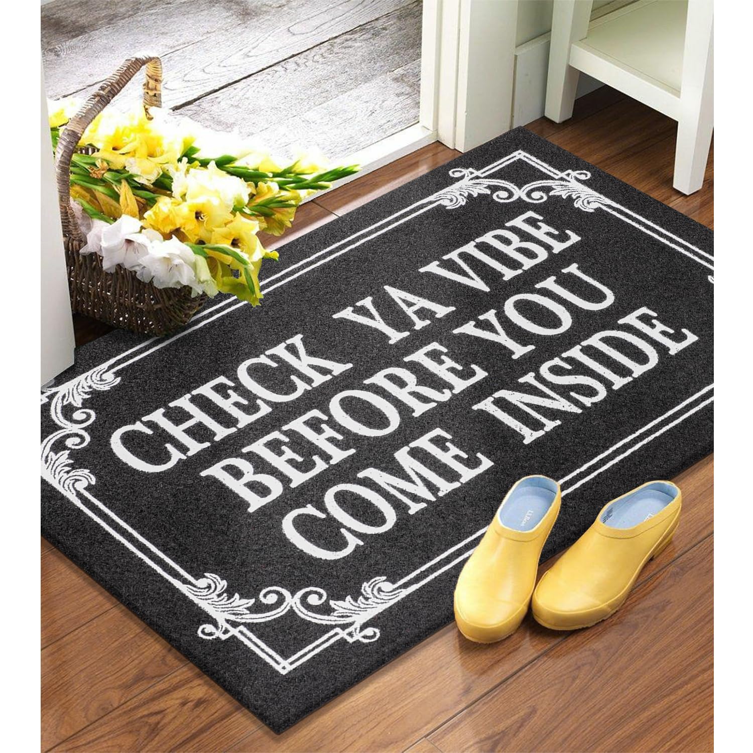 HLFMVWE check ya vibe doormat adds personality at entry