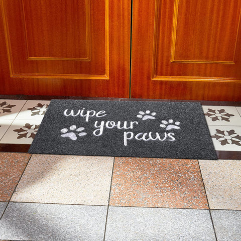 HLFMVWE Dog-themed mat with Wipe Your Paws design for quick cleanups.