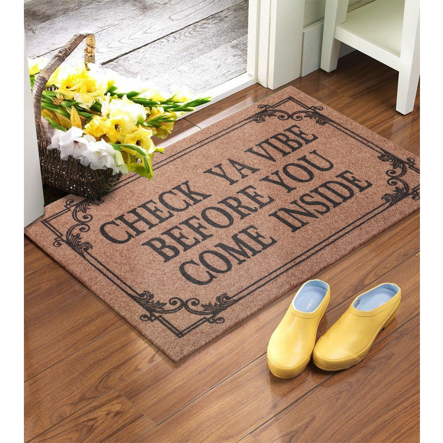 HLFMVWE front door mat low profile keeps doors from snagging.