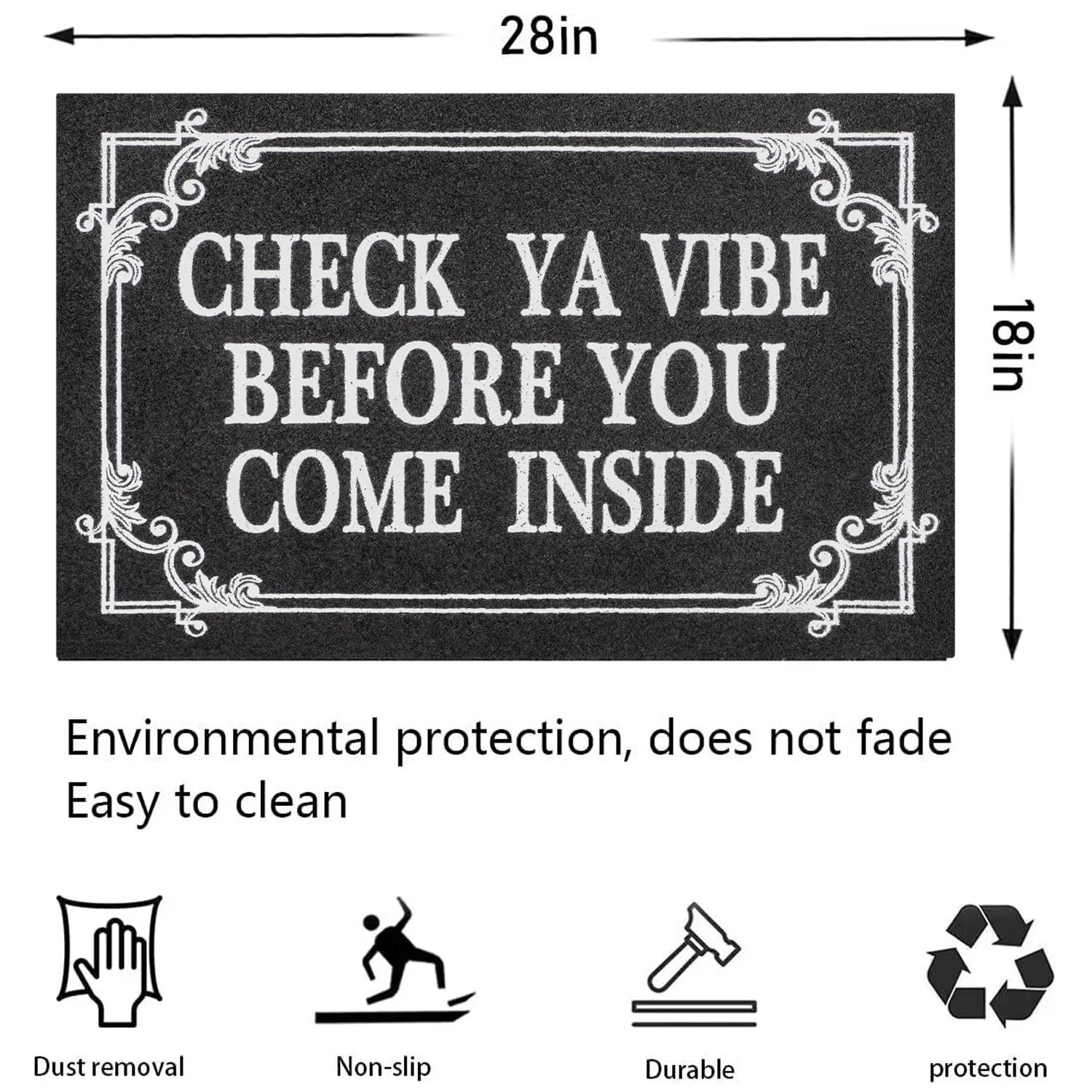 HLFMVWE non-slip rubber back mat; secure placement on busy entry floors.