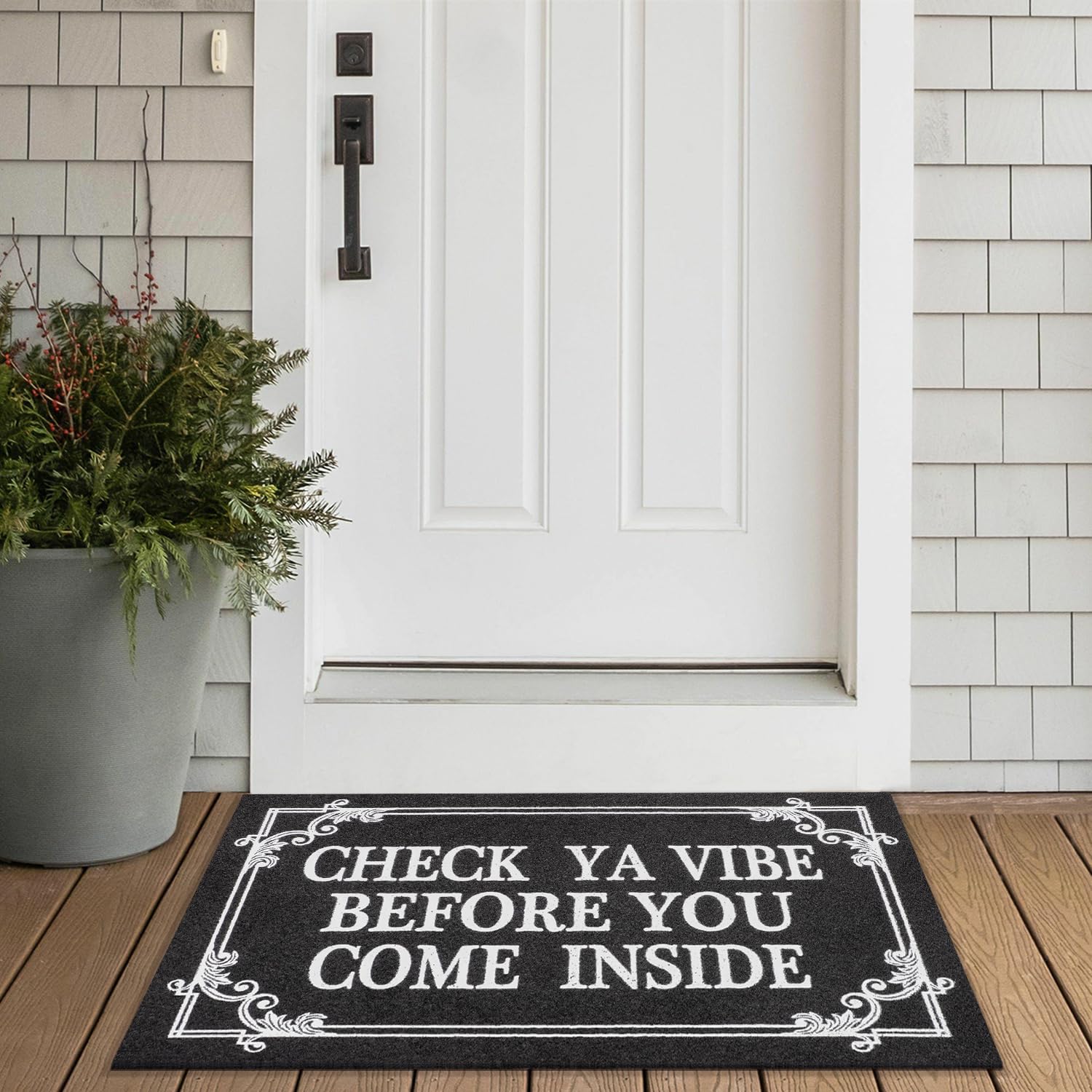 HLFMVWE rustic-welcome-pattern mat; adds friendly charm at entrances.