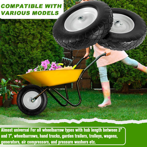 HLHgirl 14.5 inch flat-free wheel for wheelbarrows and hand trucks.