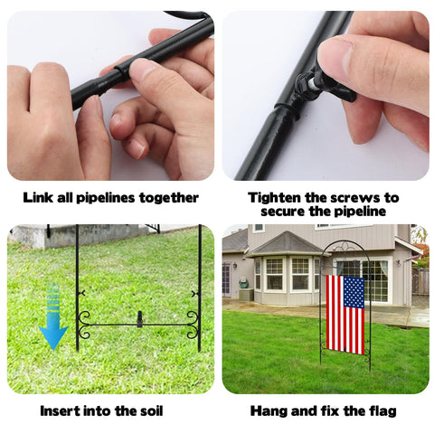 Hlimior 39-inch garden flag holder fits flags up to 14 by 25 inches.