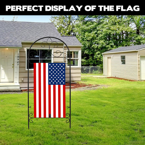Hlimior black iron garden flag stake adds elegant yard decor.