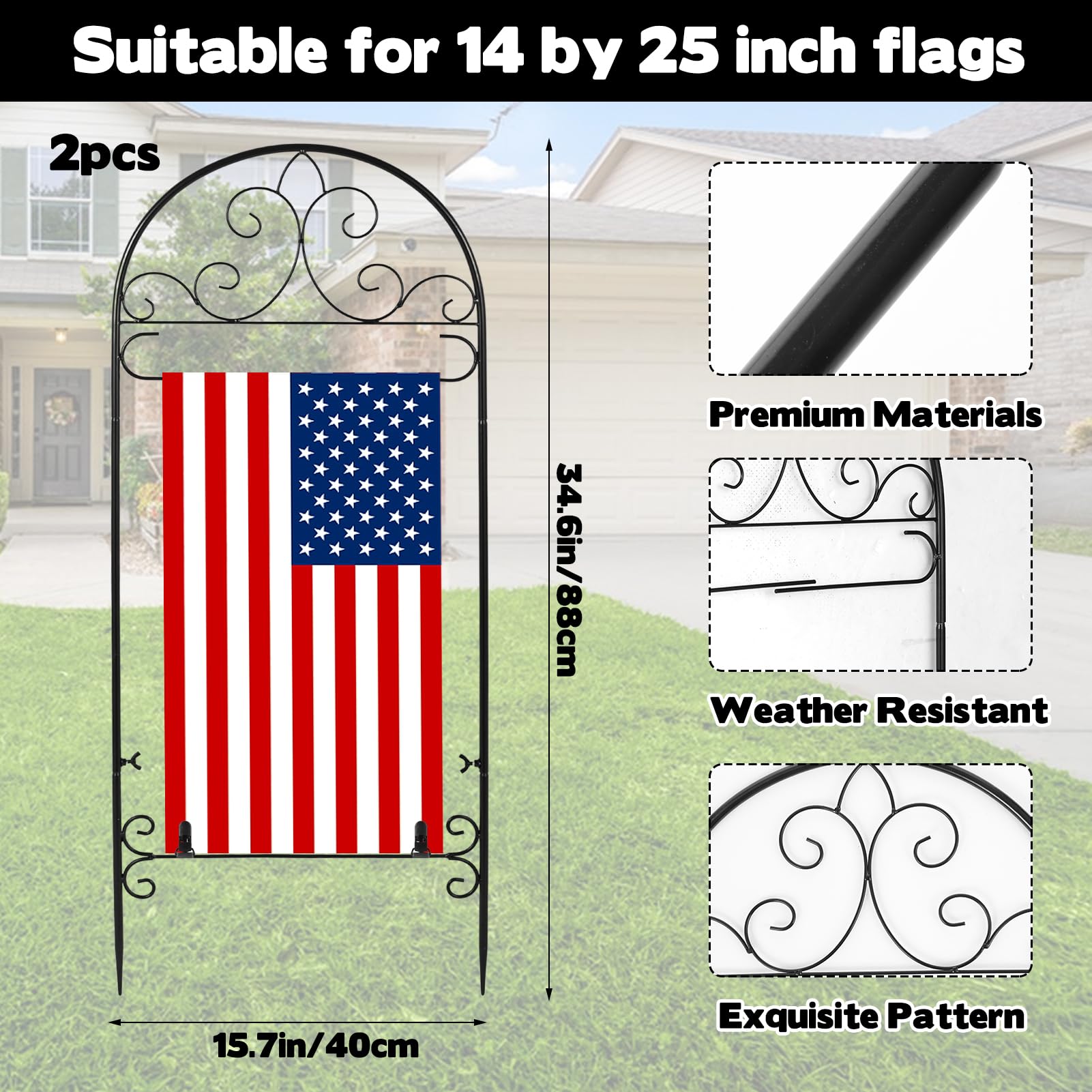 Hlimior outdoor flag pole stake offers quick assembly for seasonal displays.