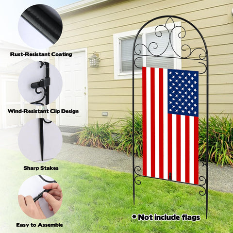 Hlimior rust-resistant iron flag stand withstands rain and sun.