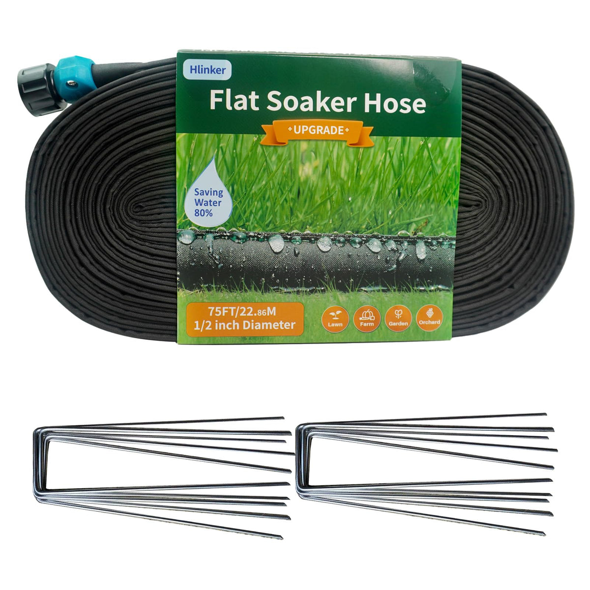 Hlinker flat 75ft soaker hose ready for efficient garden watering