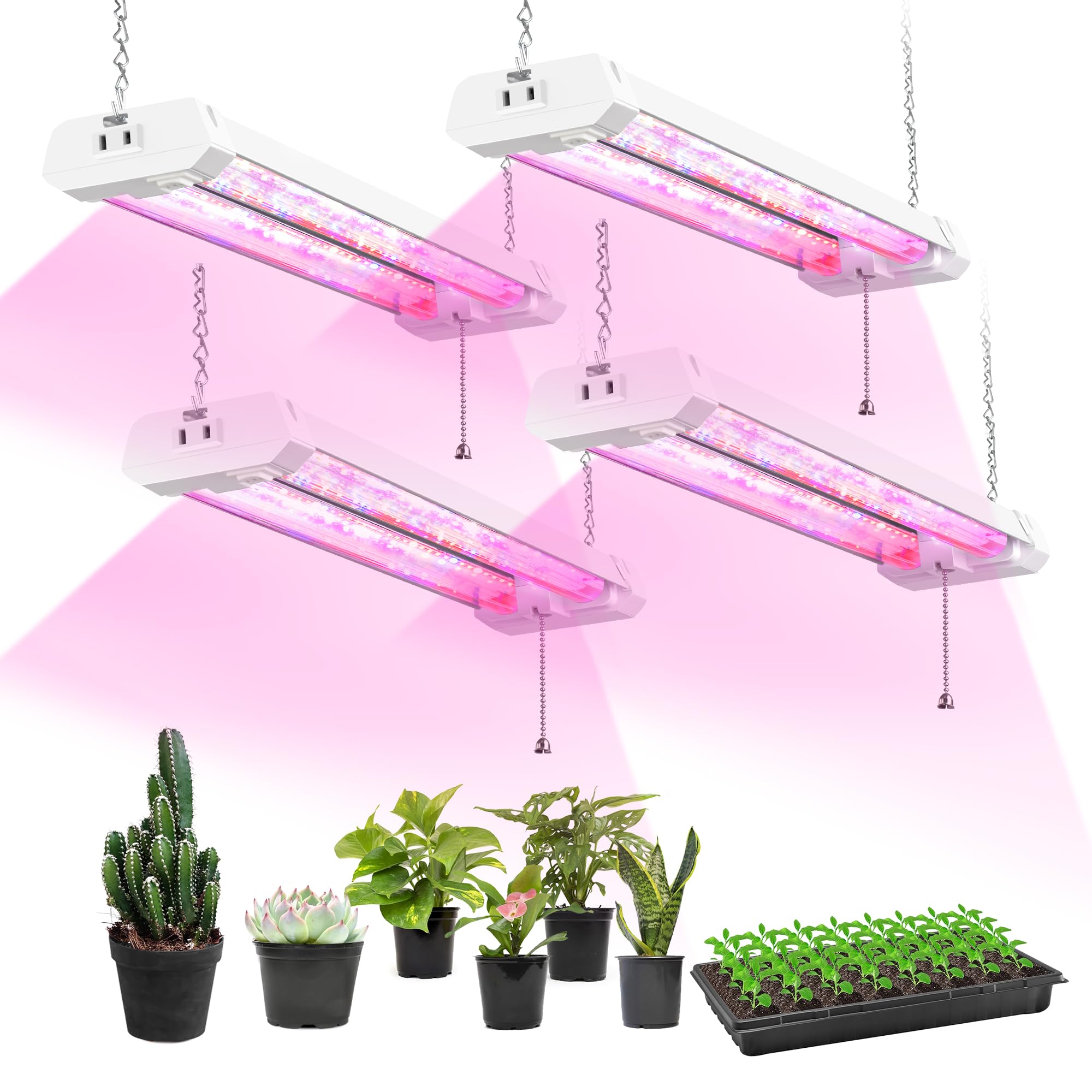 Hlite 4 Pack 16-inch full-spectrum grow light assembly boosts indoor seedling growth