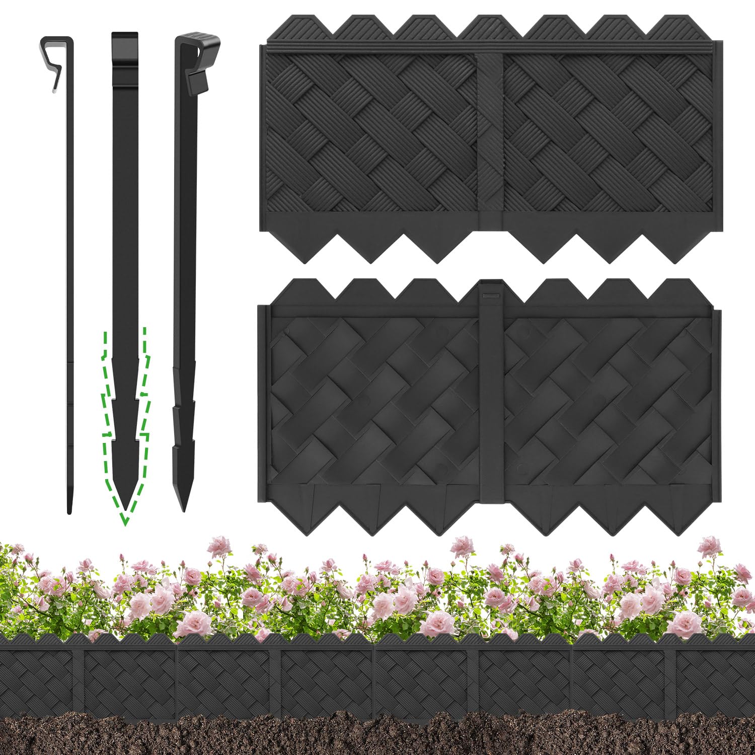 HLOGREE BlackVine border front 3D weave texture enhances garden borders.