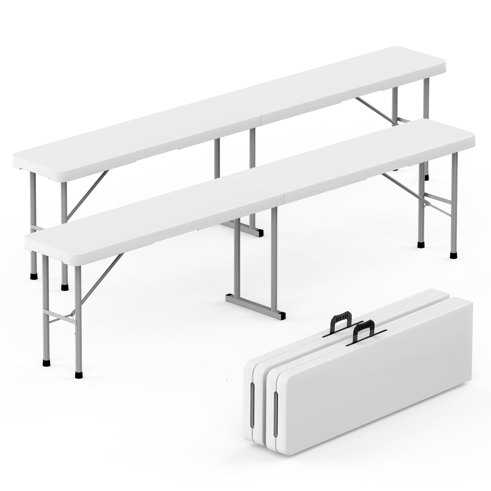 HLPB folding bench 6ft side view highlights sturdy HDPE top and frame