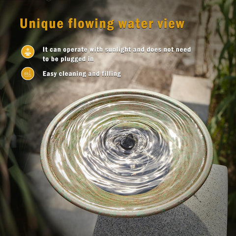 HLQMFHT bird bath garden setup shown on patio inviting wildlife.