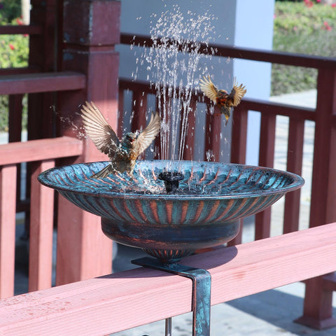 HLQMFHT deck-mounted bird bath railing with sturdy metal frame